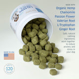 Hemp Calming Chews for Dogs - Natural Anxiety Relief Treats - Separation, Stress, Barking, Thunderstorms - 120 Dog Anxiety Chews