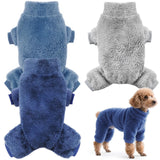 Idepet 3 Pack Fuzzy Velvet Dog Pajamas, Plush Dog Sweater Onesie Soft Pet Clothes Winter Outfit Doggy Pjs Puppy Jumpsuit, Cat Coat, XS