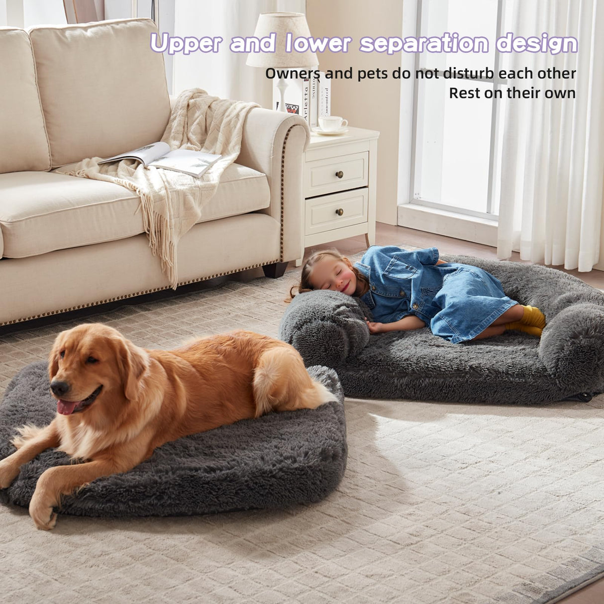 Foldable Man Dog Bed, Orthopedic Memory Foam Man Size Dog Bed, Large pet Bed, Artificial Fur Adult pet Sofa, Gray, 71 "x41 x12“