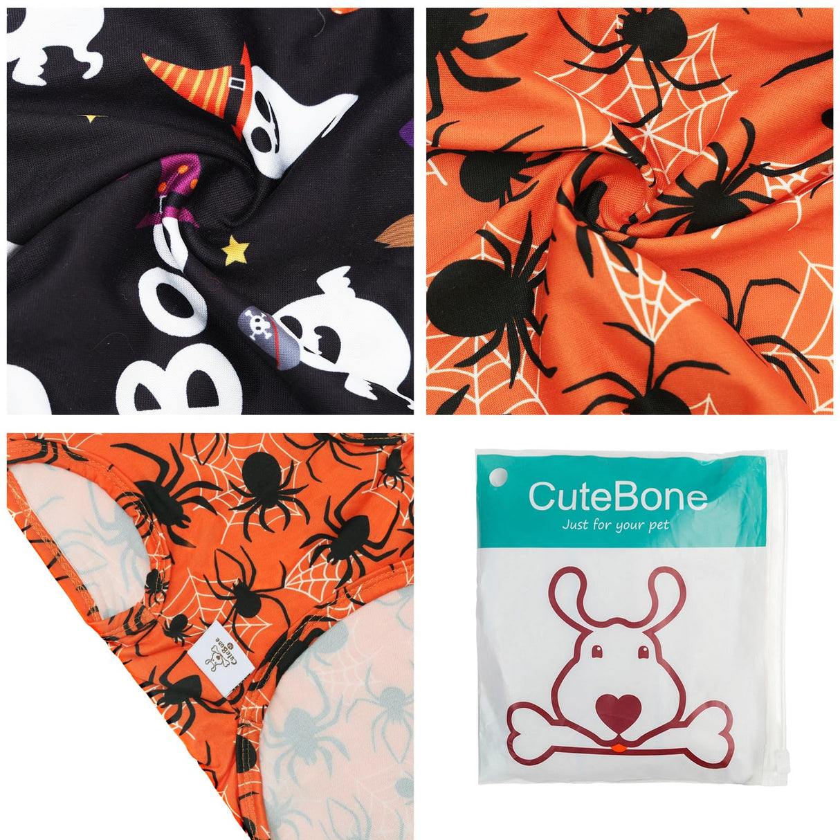 CuteBone Halloween Dog Shirts 2-Pack Soft Pet Clothes Breathable Summer Vest for Small Puppy and Stretchy Cat Apparel 2BX22XL