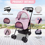 Vilobos 2 in 1 Pet Stroller, Detachable Dog Stroller, Portable Pet Cart w/ 4 Wheels, Cup Holder for Small Dog/Cat, Foldable Waterproof Jogging Travel Carrier Cart, Pink
