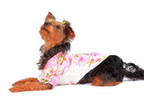 Hawaiian Matching Pattern Dog Aloha Shirt in Pink Hibiscus Vine in White Size Small