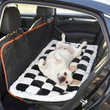 iChosen Dog Bed Mat for Car Backseat Extender, 24.8'' x 54'' Non-Slip Travel Pet Blanket for Back Seat, Washable, Soft & Scratch-Proof, Universal Fit for Car, SUV, Truck, 2'' Thick (Black & White)