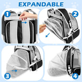 VeluXanipyr Cat Backpack Carrier,Expandable Pet Carrier Backpack for Cat and Small Dogs,for Hiking, Camping and Travelling Use,Collapsible Carrier with Breathable Mesh,Gray