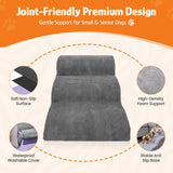 Dog Stairs for Small Dogs, 3-Step Dog Ramp for Bed Chair and Couch, Pet Stairs for Cats with Durable Non-Slip Waterproof Cover, Indoor Pet Steps, Comfortable, Grey