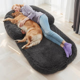 Foldable Man Dog Bed, Orthopedic Memory Foam Man Size Dog Bed, Large pet Bed, Artificial Fur Adult pet Sofa, Gray, 71 "x41 x12“