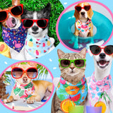 Sweetude 100 Pieces Hawaiian Dog Bandanas Bulk,Summer Bandanas for Dogs Fruit Flamingo Palm Leaves Pattern Pet Triangle Scarf Puppy Kerchief Bibs for Medium Small Pets Summer Costume Accessories