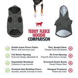 Tuff Pupper Fleece Dog Hoodie Sweater | Teddy Sherpa Outer & Soft Polar Fleece Lining | Adjustable Fit Winter Coat with Hood, Leash Hole, Ribbed Cuffs | for Small Medium Large XL XXL Dogs (Grey, XXL)