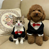 Dog Tuxedo Suit with Bow Tie Dog Shirt Puppy Clothes Formal Pet Tux Party Birthday Costume for Small Medium Dogs Pet Weding Attire Dress Up Cosplay Prince Costume Gentleman Apparel