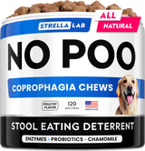 STRELLALAB No Poo Chews for Dogs – Helps Stop Poop Eating, Coprophagia Support with Probiotics, Digestive Enzymes & Fresh Breath (Turkey)