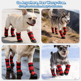 BECROWM Dog Boots for Winter Snowy Day Water-Resistant Dog Shoes for Small Medium Large Dogs Paw Protectors for Outdoor Hiking Walking (Red, 3# (Width 2.0inch) for 27-38lbs)