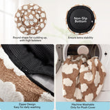 JOEJOY Donut Cat Beds for Indoor Cats, Round Calming Small Dog Bed with Removable Washable Cover, Orthopedic Cute Puppy Kitten Pet Bed with Jacquard Shaggy Plush & Non Skid Bottom, Black