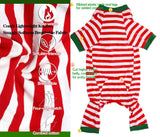 Sychien Dog Christmas Pajamas Small,Red and White Striped Pjs for Boy Girl Dogs,Thermal Warm Cotton Holiday Jumpsuit for Big Dog,XS