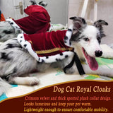 Pet King Cloak Christmas Dog Costumes Lux Fur Red Royal Cape Cat Robe Warm Winter Coat Outfit Medium Large Dogs Prince Costume Xmas Queen Clothes Princess Cosplay Birthday Dress (Red, Large)