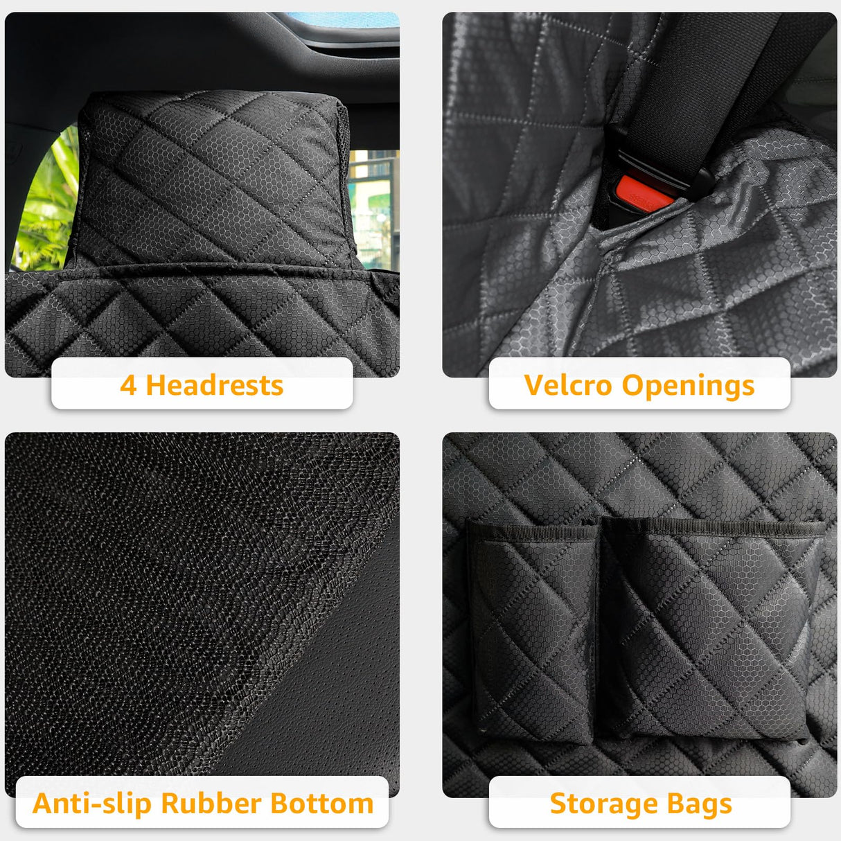 LIFTGO Dog Seat Cover for Tesla Model 3 & Y - Waterproof Back Seat Hammock with Mesh Window & 2 Door Protectors - Scratch & Mud Protection