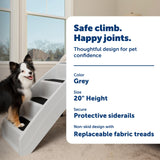 PetSafe CozyUp Folding Dog Stairs, Portable Indoor/Outdoor Pet Steps for Bed, Couch & Car, Grey, 20 Inch