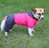 JoyDaog Fleece Lined Dog Coat with Detachable Hood and Detachable Hind Legs,Warm Puppy Jacket in Winter(Pink&Grey XS)