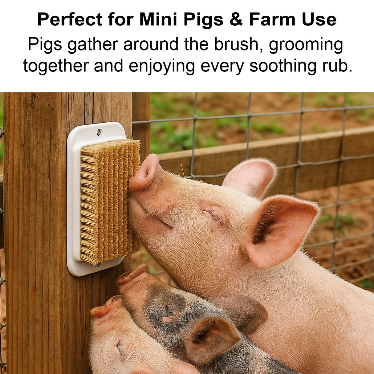 2Pcs Pig Enrichment Toy, 2-in-1 Self-Grooming and Scratch Brush for Mini Pigs, Encourages Natural Behavior, Reduces Stress, Easy Install for Pens, Barns, or Yards
