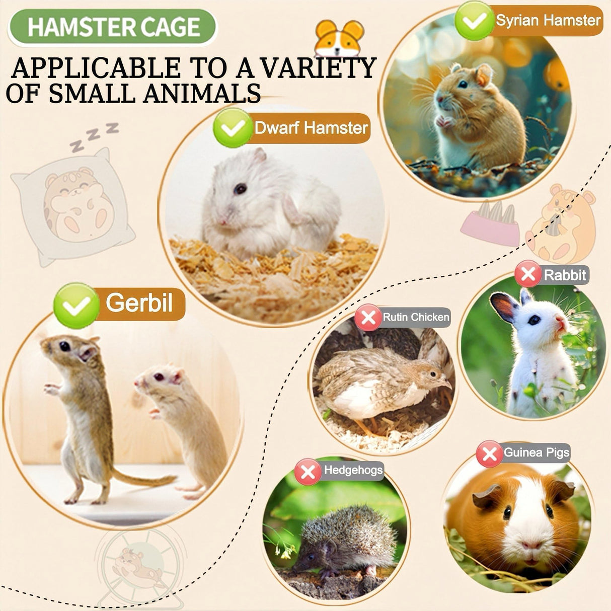 12 in 1 Clear Acrylic Hamster Cage with All Accessories,13.5''L* 10''W* 15''H Dwarf Hamster Cage,Magnetic Connection Small Hamster Enclosure,Garden Style Wooden Mouse Cage for Pet Mice(2-Layer,Green)