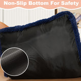 Bedfolks Waterproof Dog Crate Pad, Plush With Removable Cover, Faux Fur for Large Dogs, Fluffy Washable Kennel Bed 35"x23", Solid Dark Blue