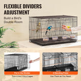 VEVOR 30-inch Flight Bird Cage, Stackable Divided Small Parakeet Cage for Parrots Canaries Cockatiels Lovebirds Finches Budgies Conures Macaws Pet Travel Birdcage with Handle and Perches