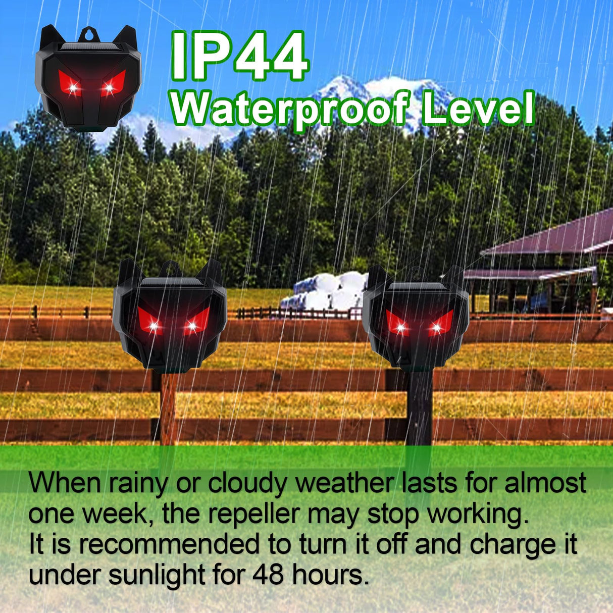 Defendy Coyote Deterrent,Solar Nocturnal Animal Repeller Predator Light Scare, Effective Repellent Device for Coyote, Deer, Fox, Raccoon, Skunk, for Chicken Coop, Farm, Yard, Garden (2 Packs)