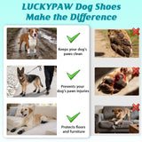 LUCKYPAW Dog Shoes for Large Medium Dogs, Breathable Dog Boots for Hot Pavement, Paw Protectors for Summer Walking Hiking Winter Snow Outdoor, Non Slip Reflective Booties for Hardwood Floor (Black, 4)
