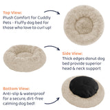 Donut Dog Bed - Premium Comfort for Anxiety Relief - Fluffy & Calming Design with Ultra-Plush Support | Cozy Round Dog Bed with Super Soft Circle Style (Beige, Medium)