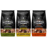 Fire & Flavor Premium All Natural Wood Chunk Bundle for Smokers - Wood Chunks for Smoking - Smoker Wood Chunks - Smoker Accessories Gifts for Men and Women - Oak, Apple, Hickory