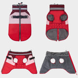 azuza Dog Coats for Large Dogs Waterproof Dog Coat with Reflective Strips and Harness Built in Warm Fleece Dogs Winter Coat Windproof with Back Zipper, Red 3XL