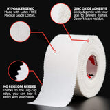 White Athletic Tape Extremely Strong: 8 Rolls + 2 Finger Tape. Easy to Apply & No Sticky Residue. Sports Tape for Boxing, Football, BJJ, Climbing. Enhance Wrist, Ankle & Hand Protection Now