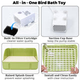 Jevnd Automatic Parakeet Bird Bath with Pump, Large Bird Shower Fountain Indoor Bathtub with Running Water, Parrot Bath Tub Faucet for Pet Birds, African Grey, Cockatiel, Conure, Budgie, Lovebird