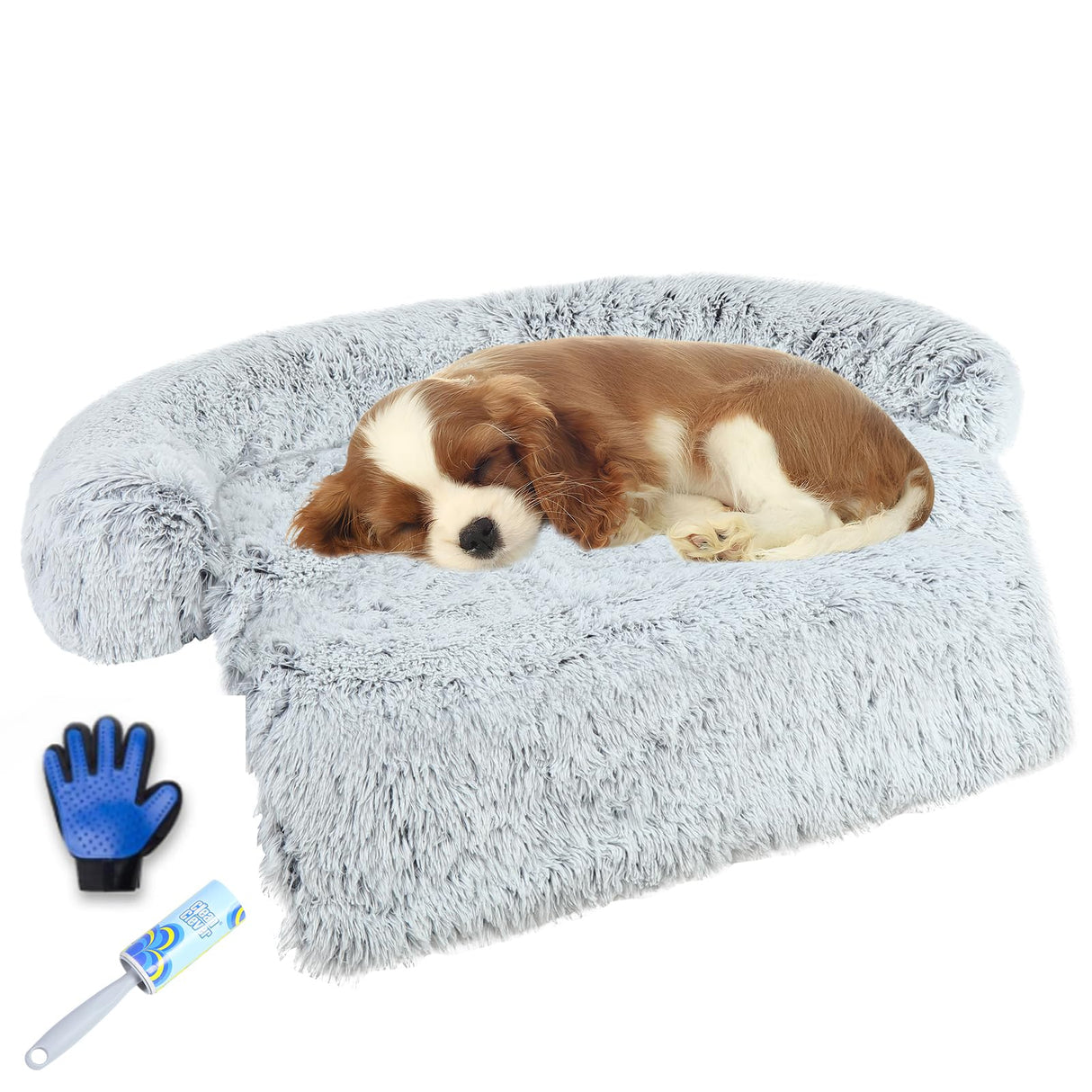 Luxurious Dog Couch Bed Protector for Dogs Memory Foam, Removable Fluffy Plush Pet Couch Cover for Dogs Washable, Calming Dog Sofa Beds, Waterproof Couch Protector, Pet Beds Mats for Couch(L)