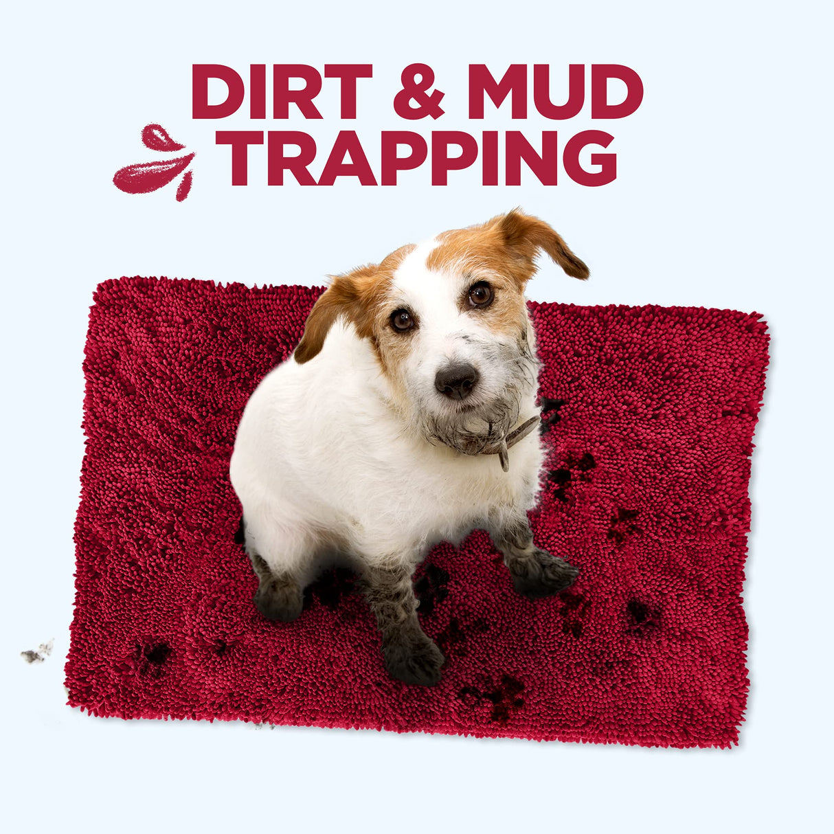 Soggy Doggy Doormat Plain Solid Color Design - Ultra Absorbent Microfiber Chenille Wet Dog Mat for Muddy Paws - Non-Slip and Machine Washable (Cranberry, Large 26” x 36”)