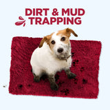 Soggy Doggy Doormat Plain Solid Color Design - Ultra Absorbent Microfiber Chenille Wet Dog Mat for Muddy Paws - Non-Slip and Machine Washable (Cranberry, Large 26” x 36”)