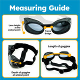 PetSpex® Dog and Cat Sunglasses, Pet Goggles with UV Protection, Windproof Water Resistant Pet Glasses with Adjustable Head and Chin Straps for Outdoor Adventures, Small, Black