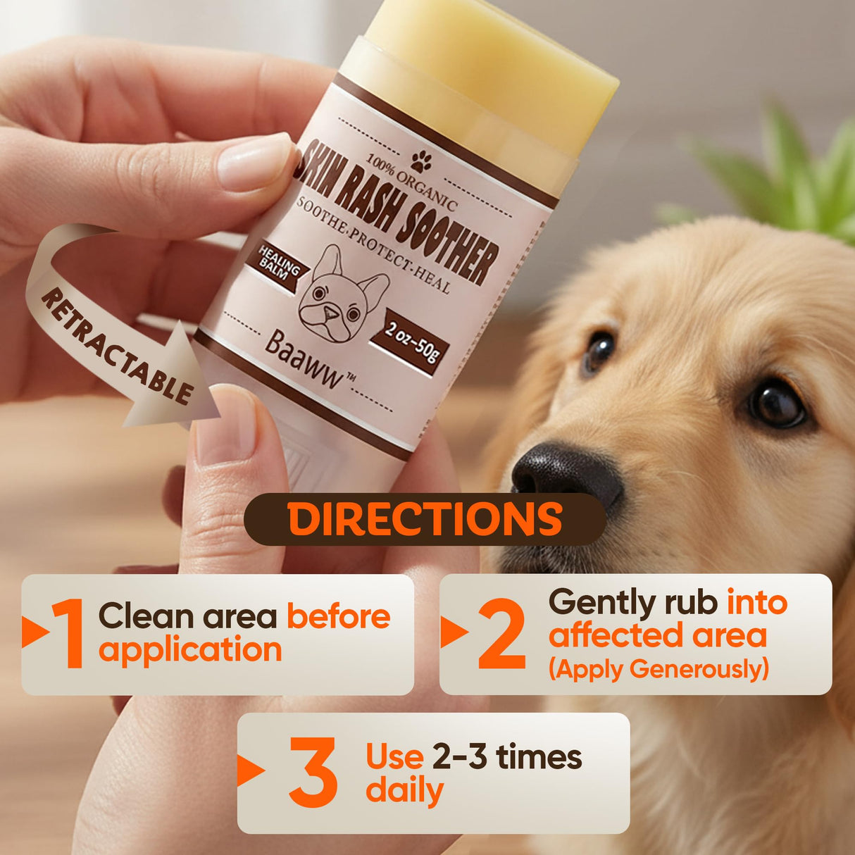 Baaww Dog Irritated Skin Relief - Hot Spot Soother Skin Treatment Moisturizer, Anti-Itch & Allergy Dog Lotion, All-Natural Rash Cream for Canines - Soothing Relief for Dry & Itchy Coat - Balm 2 oz