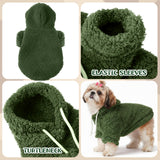 Reginary 2 Pcs Fuzzy Small Dog Hoodie Winter Dog Sweaters Double-Sided Plush Warm Soft Hooded Puppy Pet Sweatshirt Clothes Coats(L: Weight:8.5-13.2lb,Green and Red)