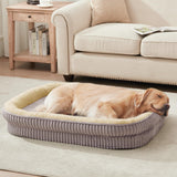 DEBANG HOME Orthopedic Dog Bed for Medium Dogs Breeds, High Density Egg Crate Foam Dog Sofa Beds,Oval Kennel Bed, Pet Couch Bed with Four Sided Bolster, Removable Washable Cover& Non-Slip Bottom