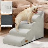 Aodisman Dog Stairs for Bed 22.4”H,5-Step Dog Ramp for Small Dogs & Cats,Pet Steps for Dogs to get on High Bed, Indoor Anti-Slip Pet Stairs for Old Cats and Puppy,Light Grey