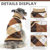 KOOLTAIL Dog Sweater Pet Knitted Clothes - Classic Plaid Pullover Turtleneck Thick Warm Fall Dog Sweaters with Leash Hole, Soft Winter Coats for Small Medium Large Dogs Cats Puppy Girls Boys, ML