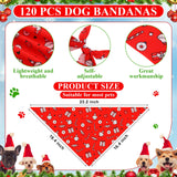 Sanwuta 120 Pcs Christmas Dog Bandanas Bulk Xmas Bandanas for Dogs Triangle Kerchief Bibs Scarf Set for Pet Christmas Costume Photo Props Accessories Pet Shops Grooming, 30 Styles