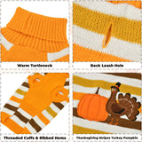 Vehomy Thanksgiving Dog Sweater Pet Pumpkin Turkey Clothes Costume Cat Stripe Turtleneck Knitwear Shirt Pullover Dog Puppy Thanksgiving Clothes for Small Medium Large Dogs Cats M