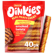 Load image into Gallery viewer, Hartz Oinkies Smoked Twists with Naturally Smoked Pork Rawhide-Free Dog Treats, Highly Digestible Long Lasting Dog Chews, 40 Count
