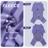 Winter Coat for Dogs - Warm Dralon Cold Weather Coat, Soft Fleece Jacket, Striped Pajamas with Drawstrings, Long Sleeves Jumpsuit Anti Hair Shedding, Reflective Onesie Clothes for Small Dogs