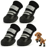 Furrtripsy Dog Boots, Waterproof Dog Shoes with Reflective Straps, Rugged Anti-Slip Sole Paw Protectors for Medium Large Dogs, Breathable Pet Booties for Hot Pavement, Snow, Hiking, 4Pcs