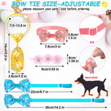 Reginary 70 Pcs Easter Dog Bow Ties Collar Set Adjustable Grooming Hair Bows Rabbit Eggs Butterfly Rhinestone Pattern Neckties for Spring Easter Puppy Cat Supplies