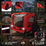 Heavy Duty Dog Bike Trailer with 16" All-Terrain Wheels & Universal Hitch, Foldable Pet/Cargo Carrier for Bicycles, Camping, Hiking (Red)