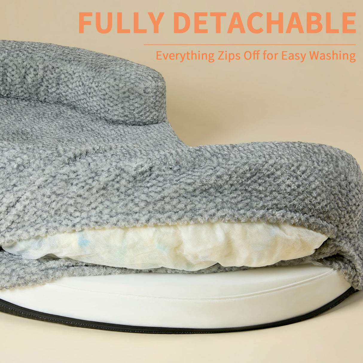 DogTender Orthopedic Memory Foam Dog Bed for Small Dogs - Washable & Waterproof & Removable Cover - Round Calming Dog Bed for Anxiety Relief(35 x 24 x 8 Inch)