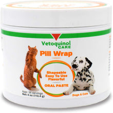 Load image into Gallery viewer, Vetoquinol Pill Wrap Treats for Dogs &amp; Cats – 4oz, 56 servings – Hides Any Size, Shaped Pill – Moist, Flavorful &amp; Shapeable Pill Pocket Paste – Easy-to-Swallow Masking Pill Pouch for Training &amp; Treats

